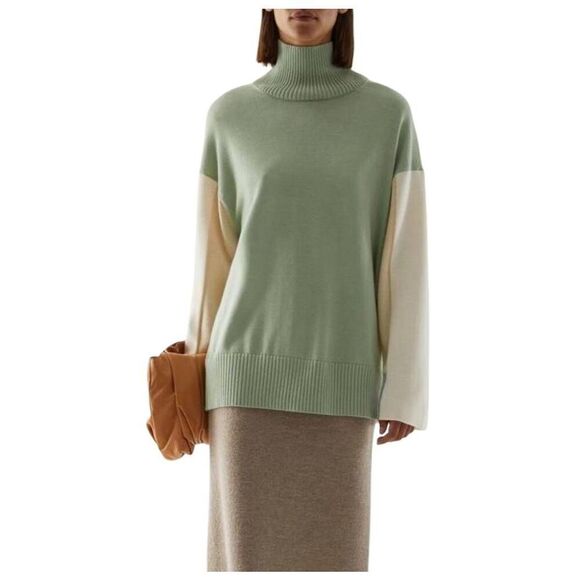 COS merino contrast knit turtleneck sweater top Large - Picture 1 of 7